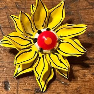Yellow and Red Flower Brooch